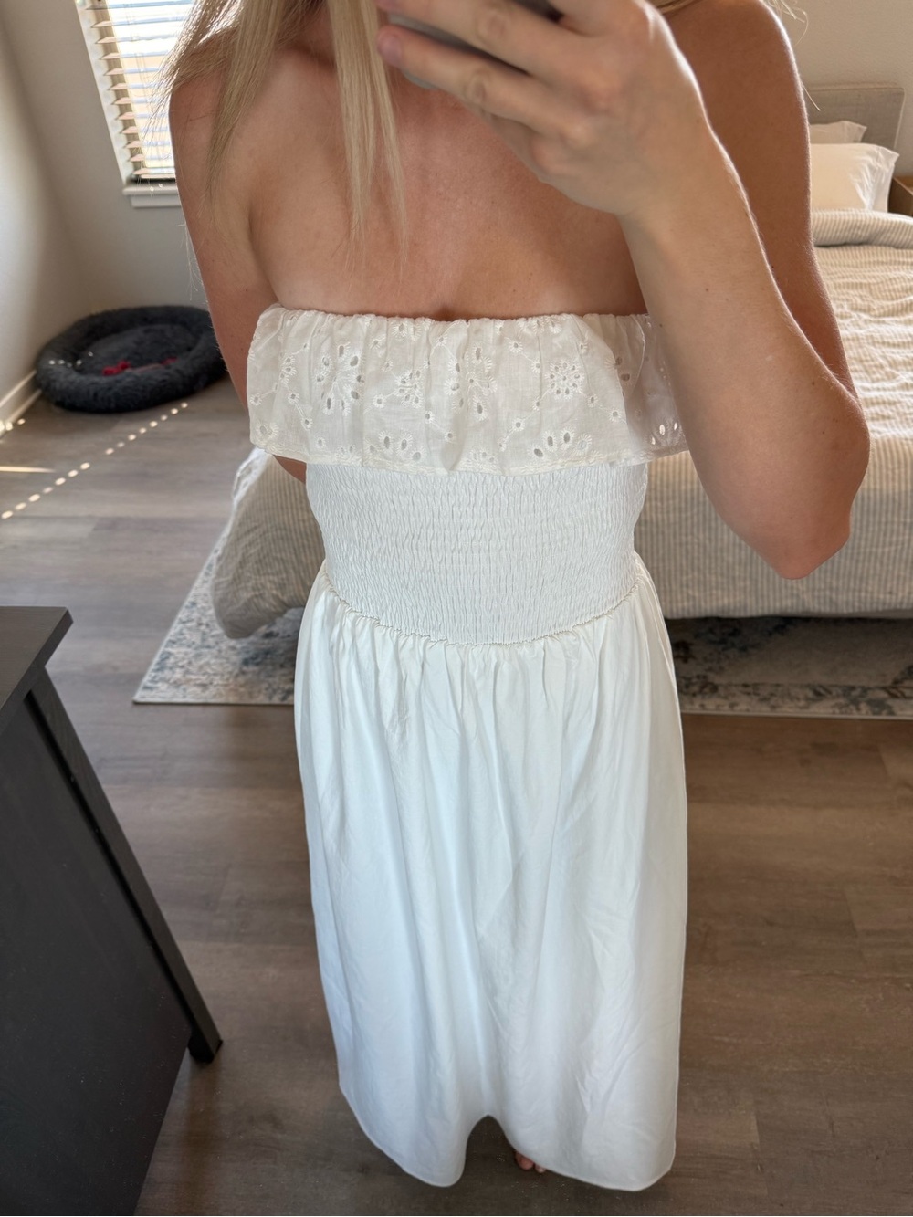 Petal & Pup White Strapless Eyelet Maxi Dress